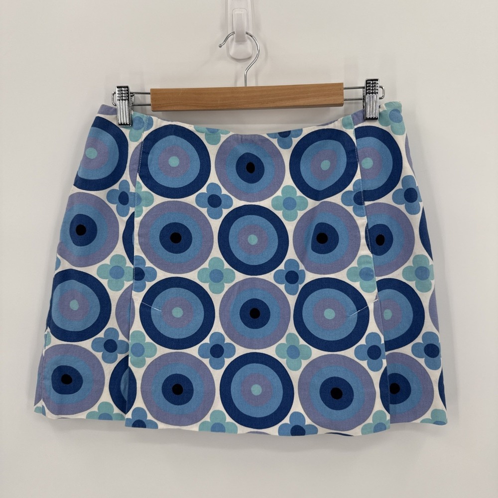 Cambridge Dry Goods Co. Womens Blue Retro Groovy Mini Skort Size 10 Mod Comfort